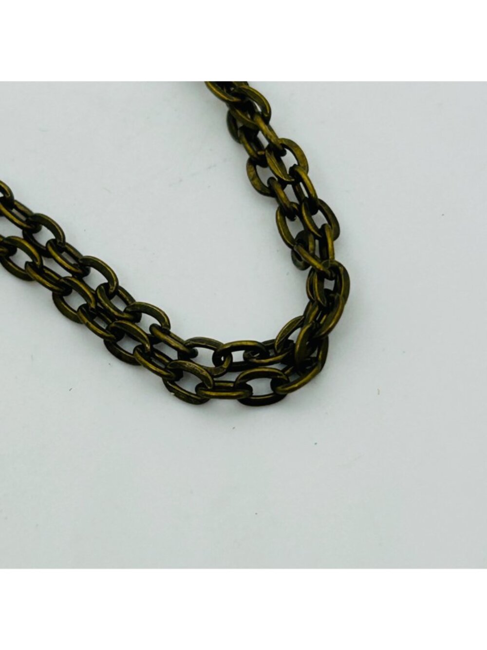 Modernist Bronze Color Jasper Agate Pendant Necklace Chain Oval Bohemian Gothic - Picture 6 of 10